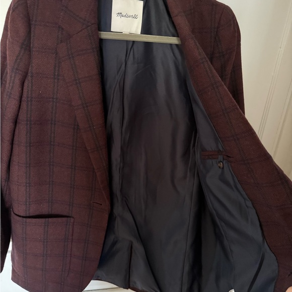 Madewell Larsen Burgundy Plaid Blazer - Picture 4 of 5